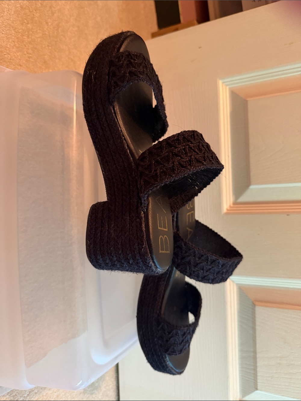 Black Platform Slide Sandals
